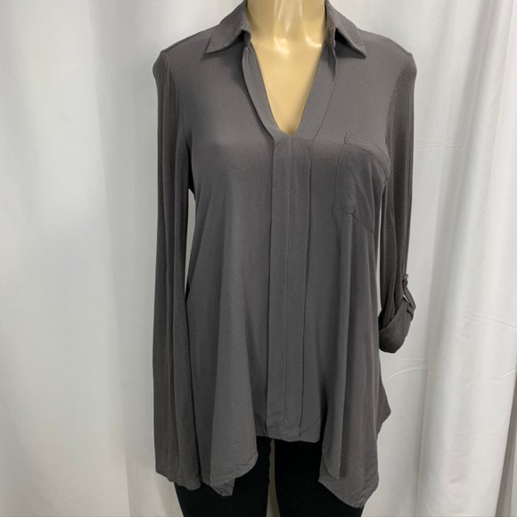 Pleione Sharkbite Hem Pocket Blouse Size Small - Picture 2 of 8